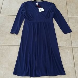 NWT Anne Klein Navy Faux Wrap Dress S